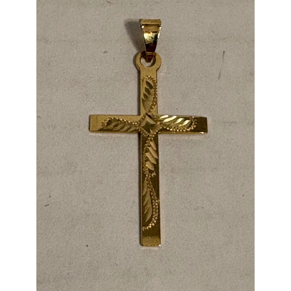 Milor Italy 14K Yellow Gold Diamond Cut Cross Pendant Charm 1.6g